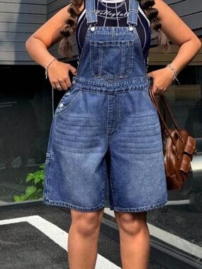 SHEIN ICON Plus Size Denim Bib Overalls